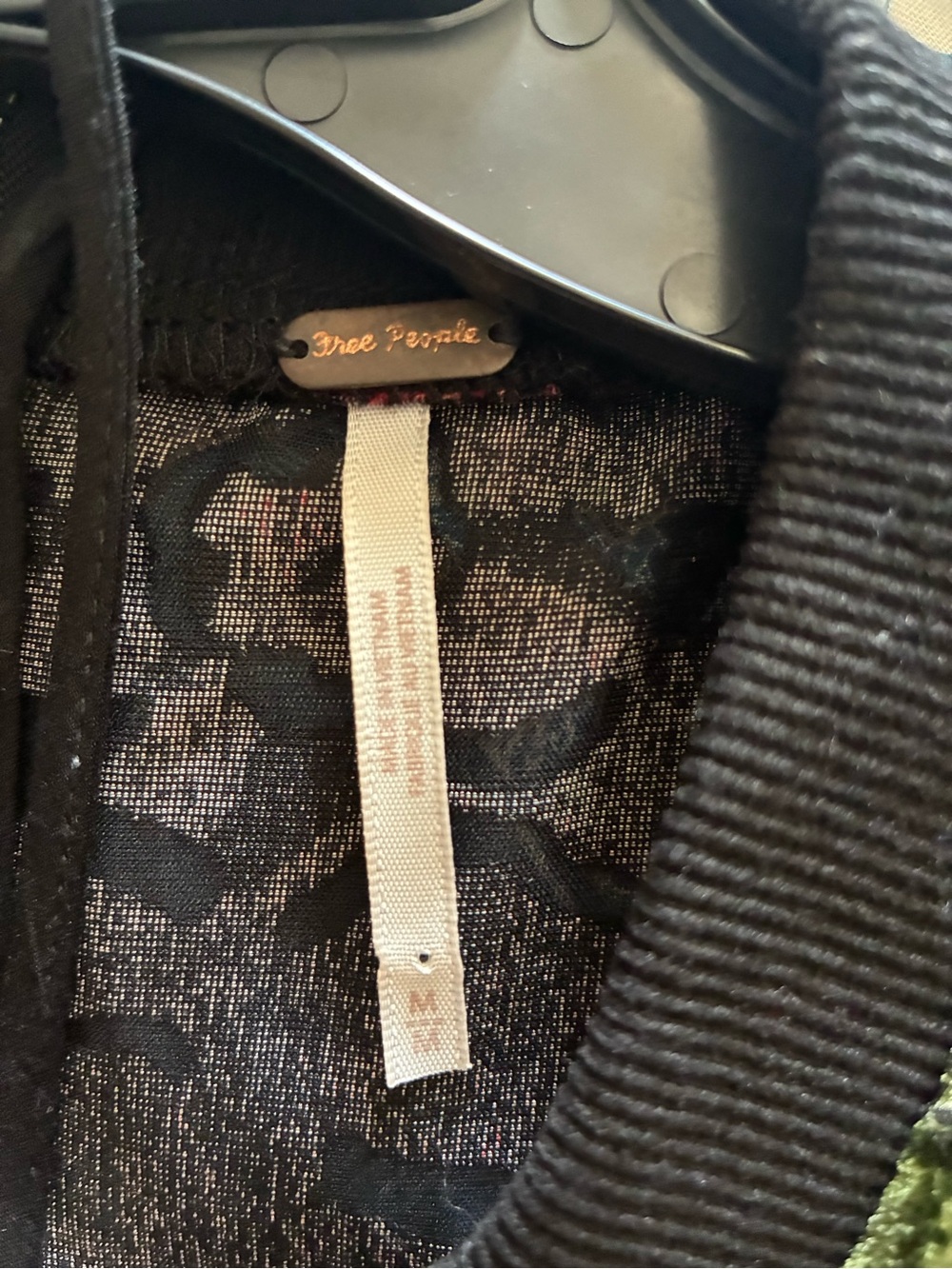 Free People Black Velvet Floral Appliqué Top - Picture 3 of 3